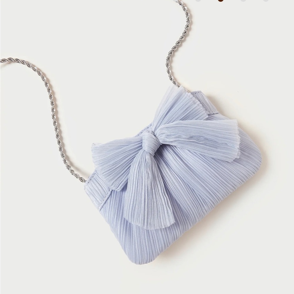 NWOT Loeffler Randall Rochelle Blue Mini Bow Clutch